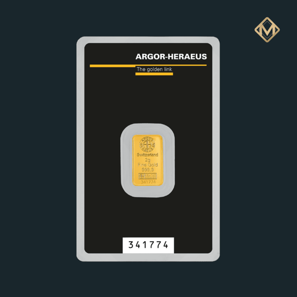 Lingou de aur 2g în blister — Argor-Heraeus